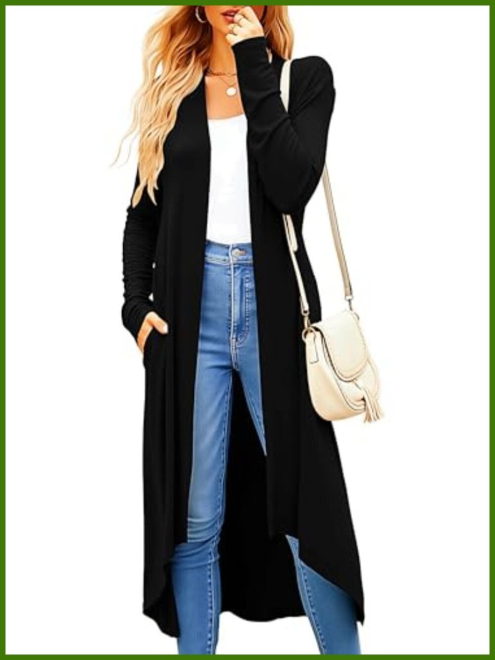 Lightweight Long Sleeve Open Front Duster Cardigan with Pockets